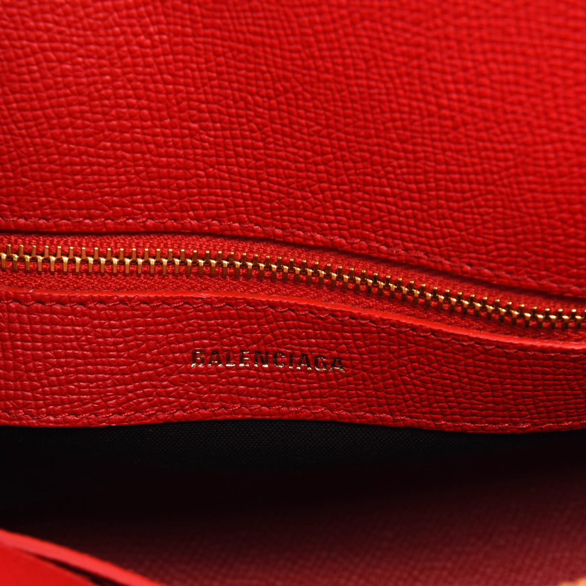 Balenciaga Red Calfskin Small Logo Ville Bag