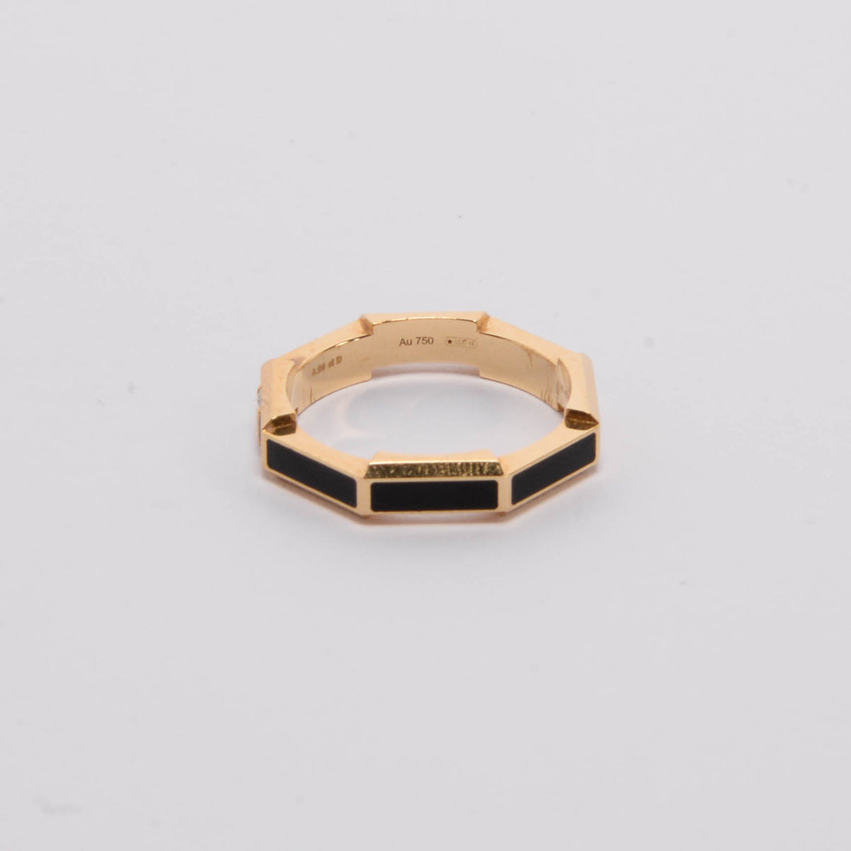 Gucci Black Enamel & Gold Link To Love Diamond Ring
