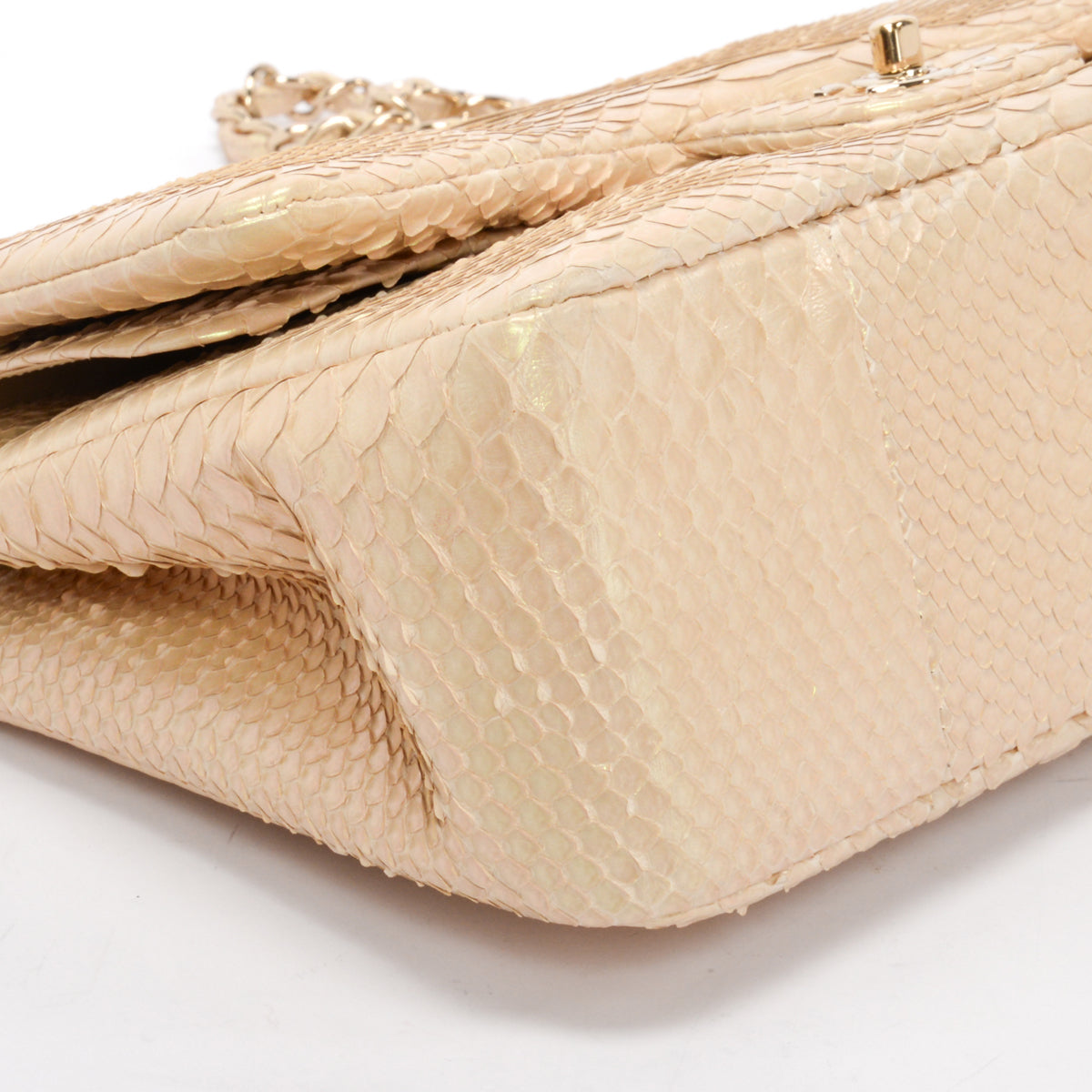 Chanel Light Beige Iridescent Python Large Double Flap Bag