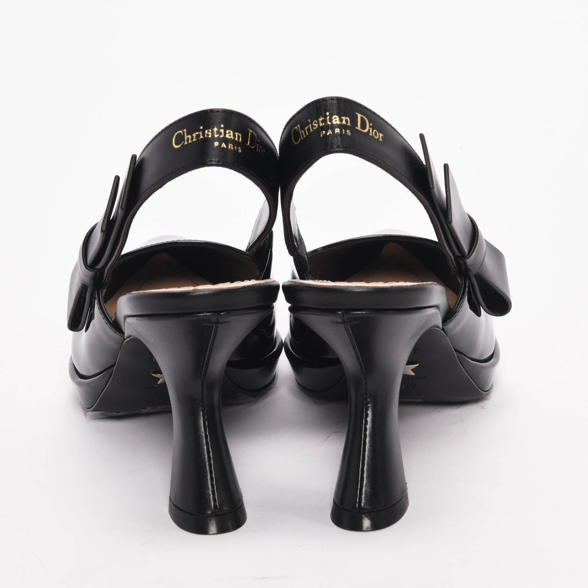 Dior Black Patent Sweet D Slingback Pumps 37