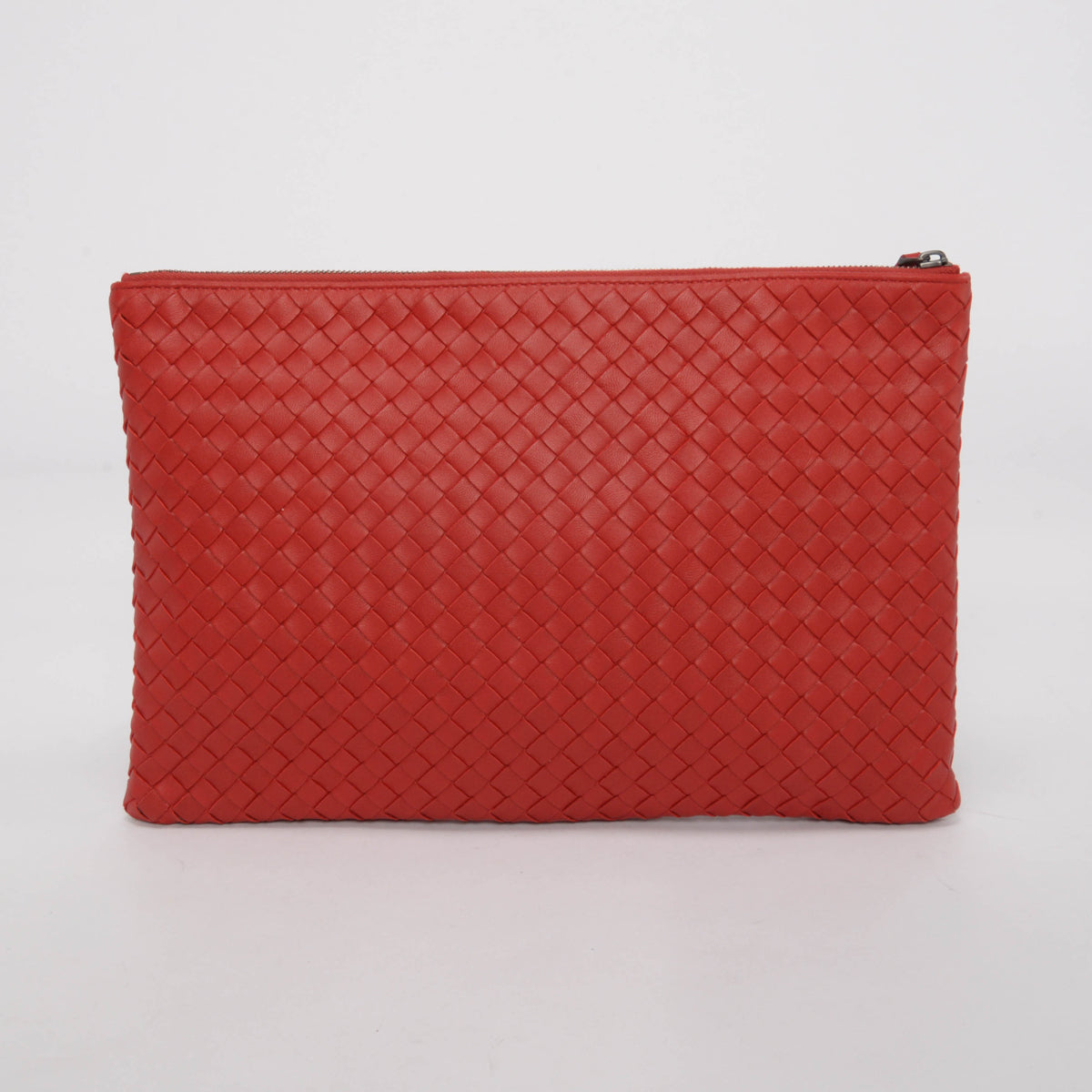 Bottega Veneta Red Intrecciato Zip Pouch