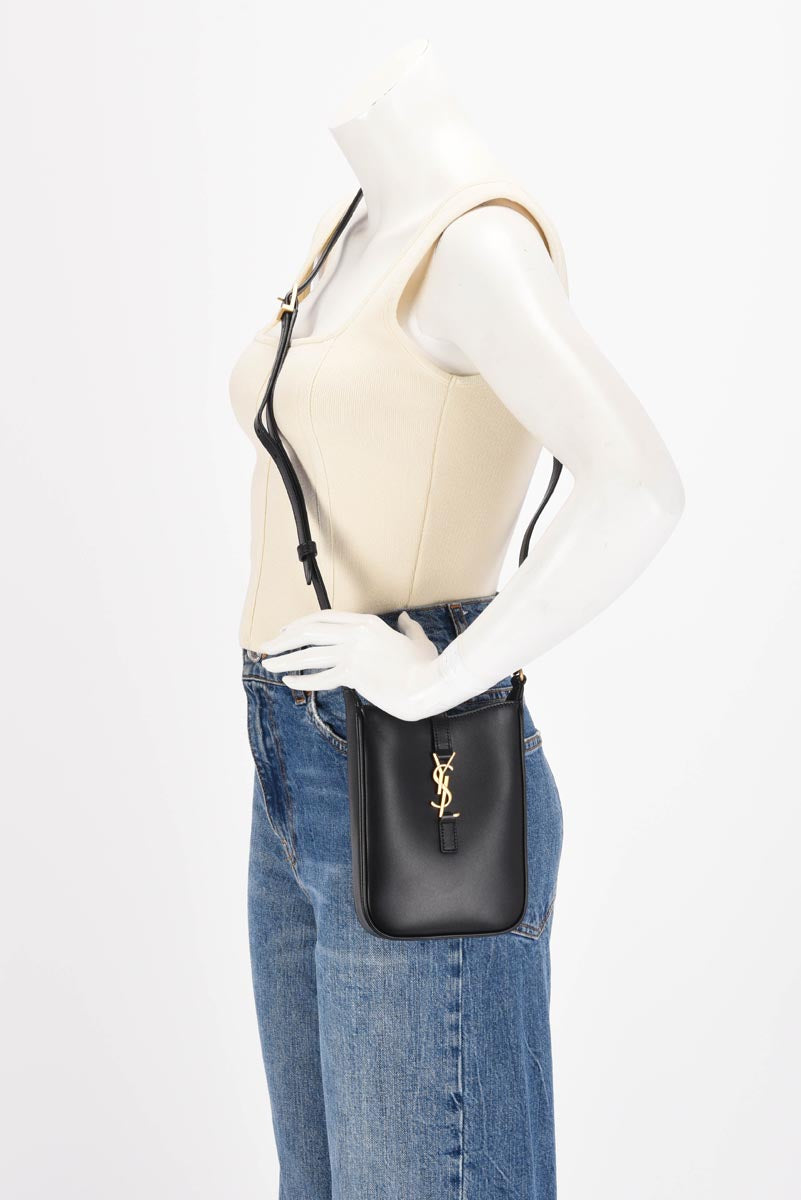Saint Laurent Black Calfskin Le 5 A 7 Vertical Mini Bag