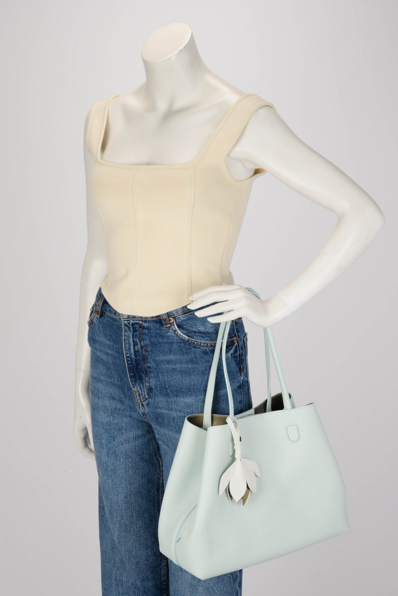 Dior Mint Green Grained Calfskin Bucket Tote