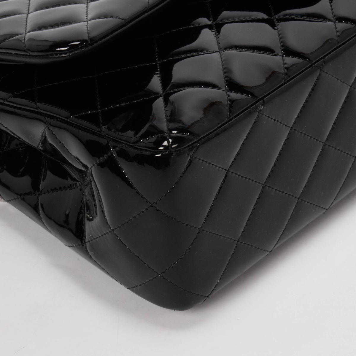 Chanel Black Quilted Patent Large Double Flap Bag