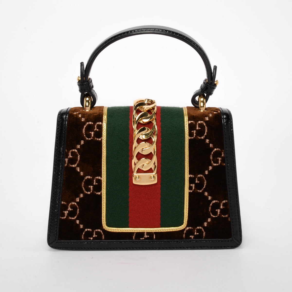 Gucci Brown GG Velvet Mini Sylvie Bag