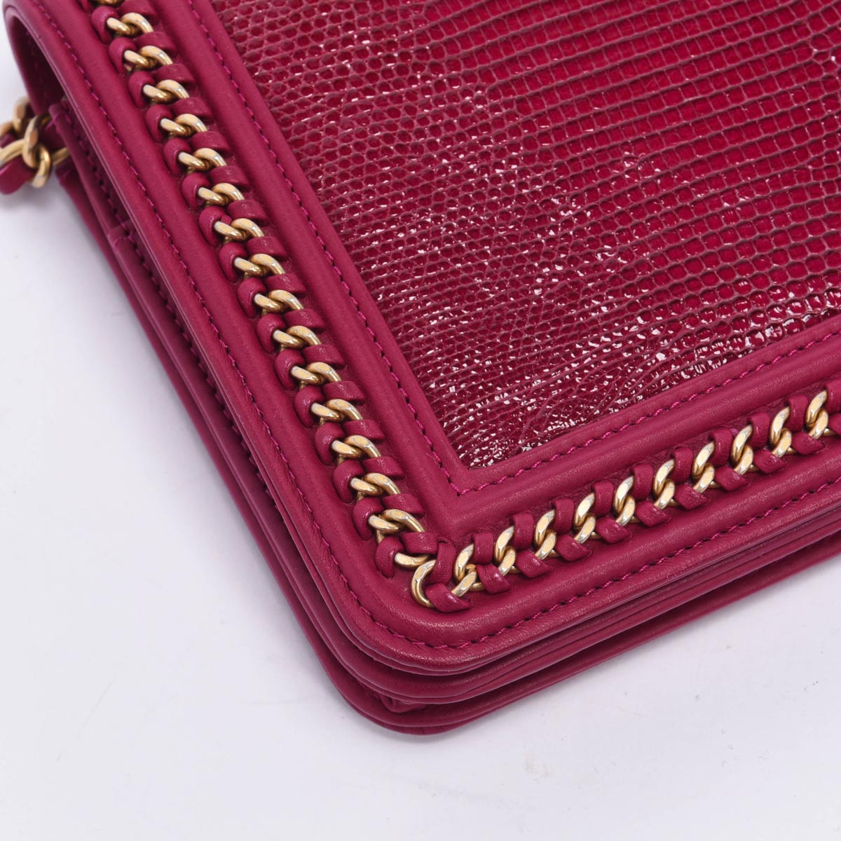 Chanel Magenta Lizard & Lambskin Chain Around Boy WOC