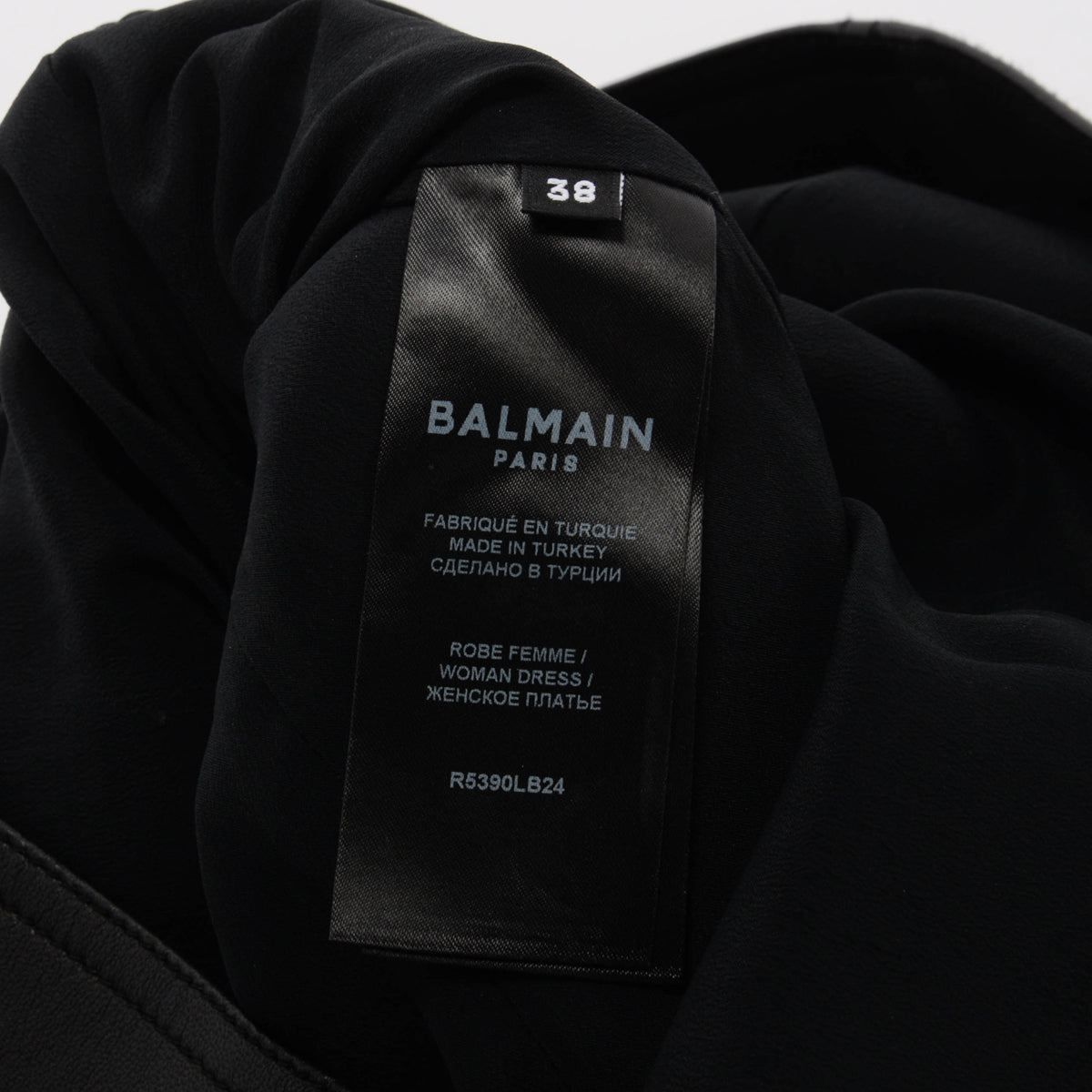 Balmain Black Lambskin Pinafore Mini Dress FR 38