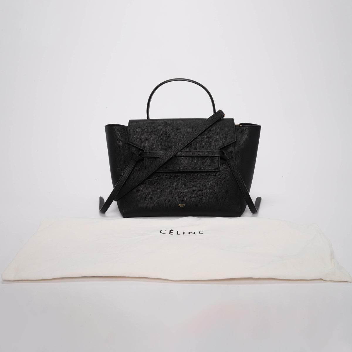 Celine Black Grained Calfskin Mini Belt Bag