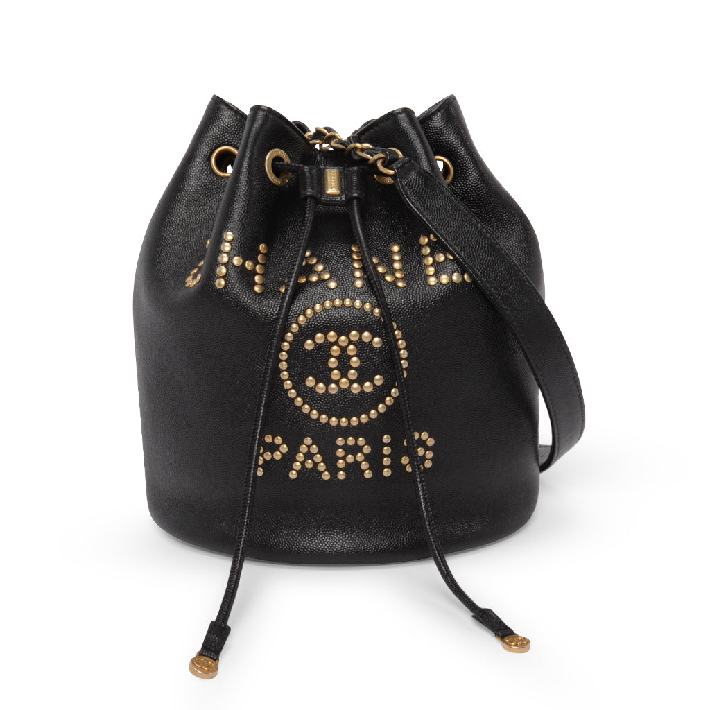 Chanel Black Caviar Small Deauville Bucket Bag