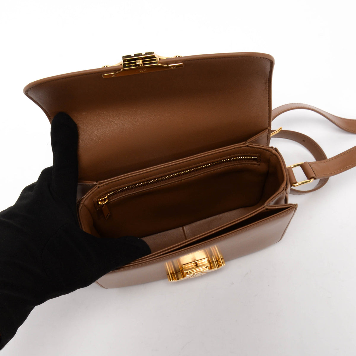 Celine Bronze Calfskin Teen Triomphe Bag