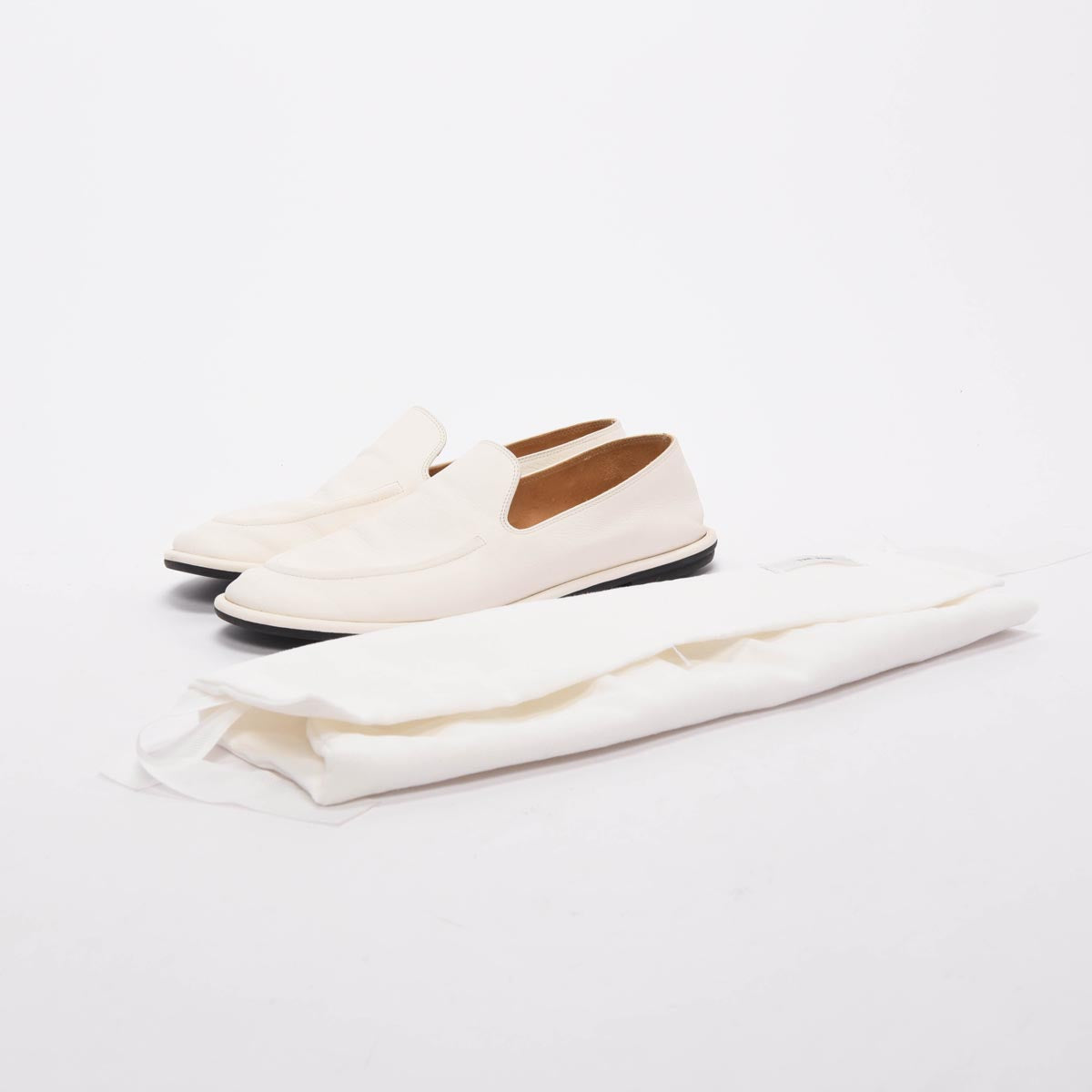 The Row White Calfskin Canal Loafers 36