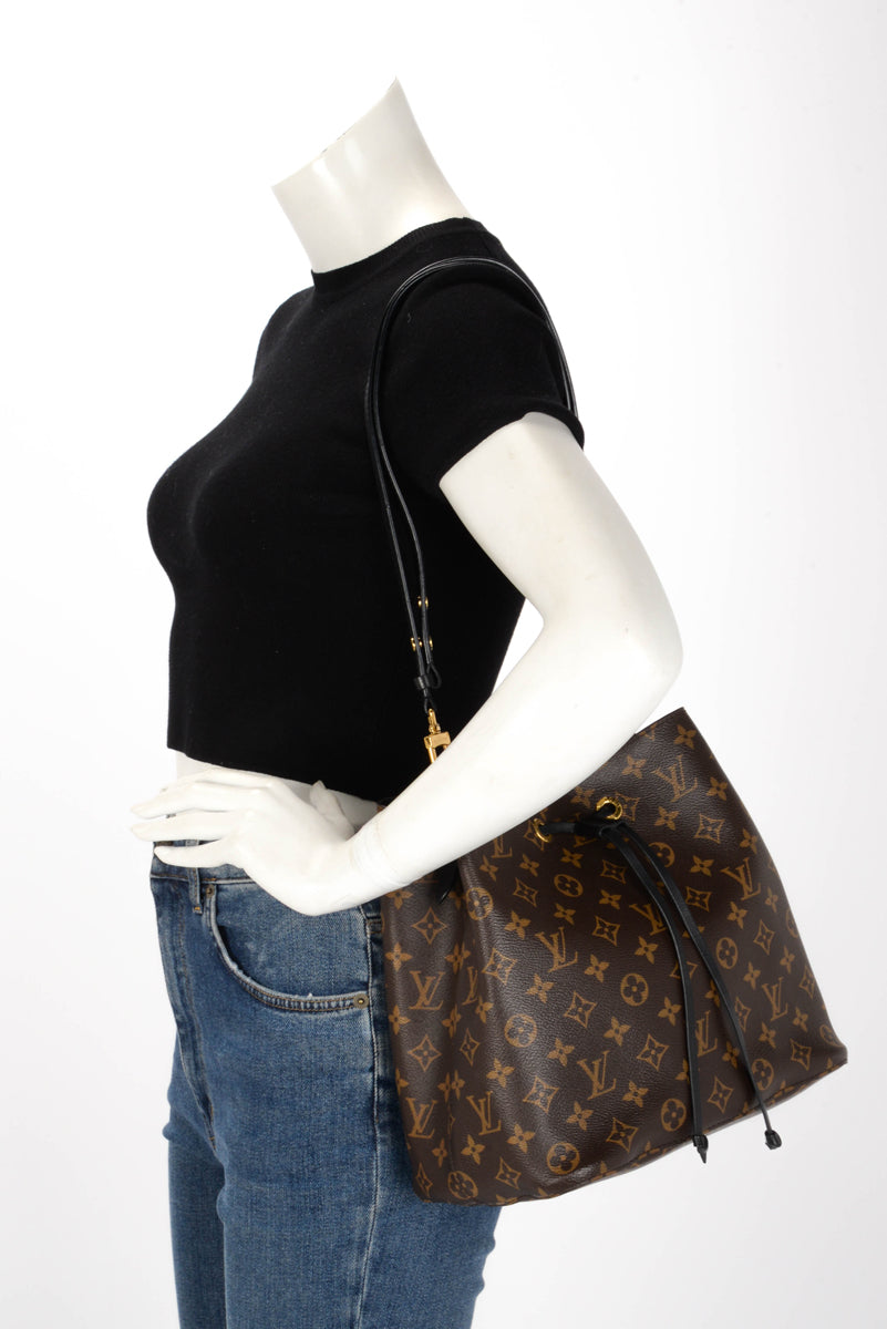 Louis Vuitton Noir Leather & Monogram NeoNoe