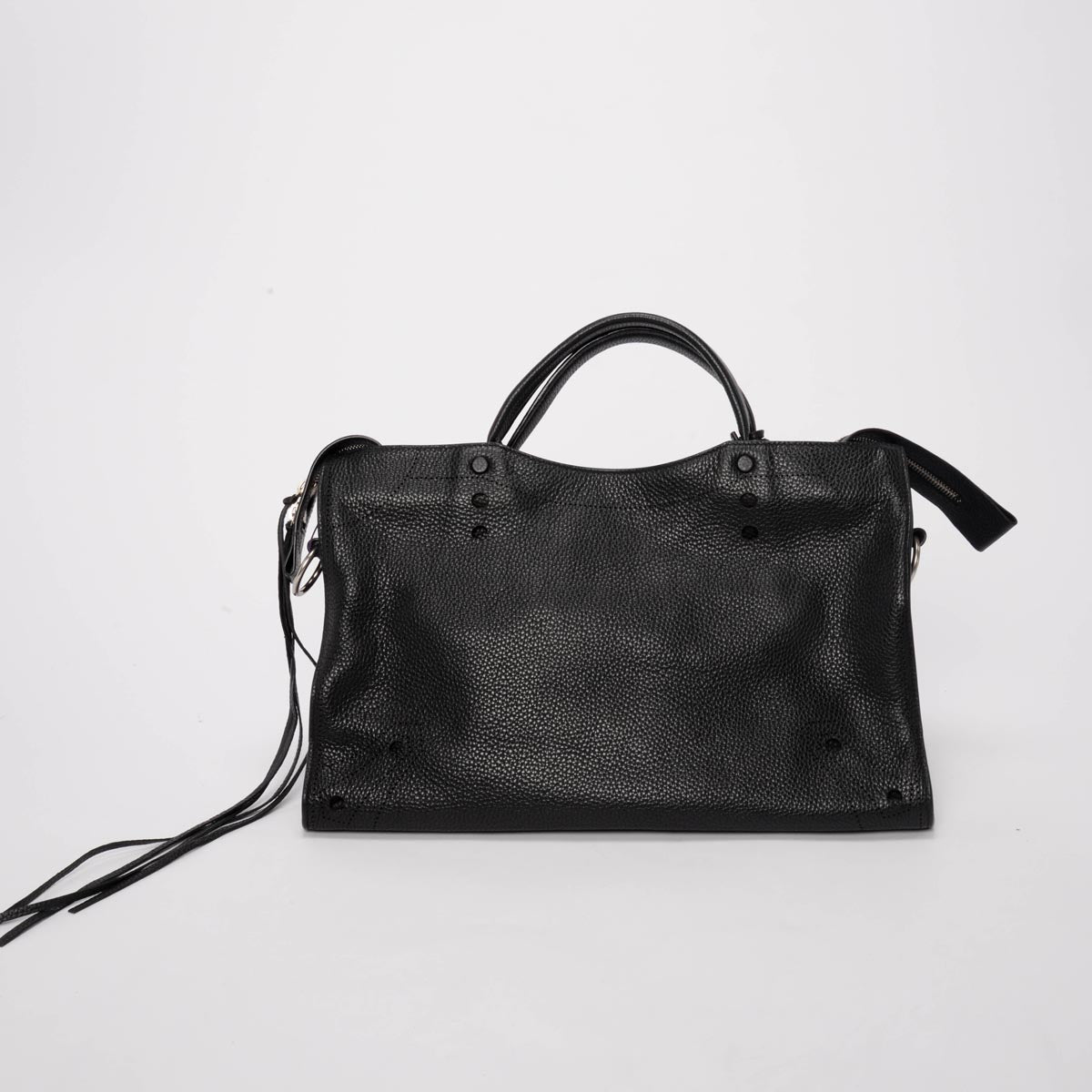Balenciaga Black Perforated Grained Calfskin Blackout City Bag