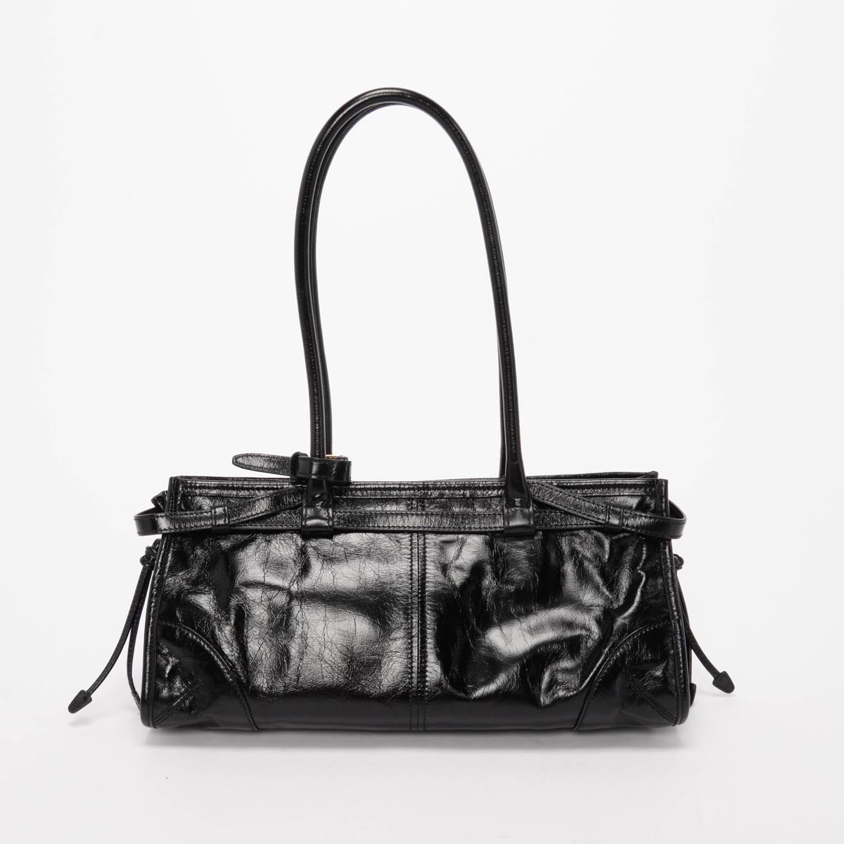 Prada Black Glossy Leather Medium Bonnie Bag