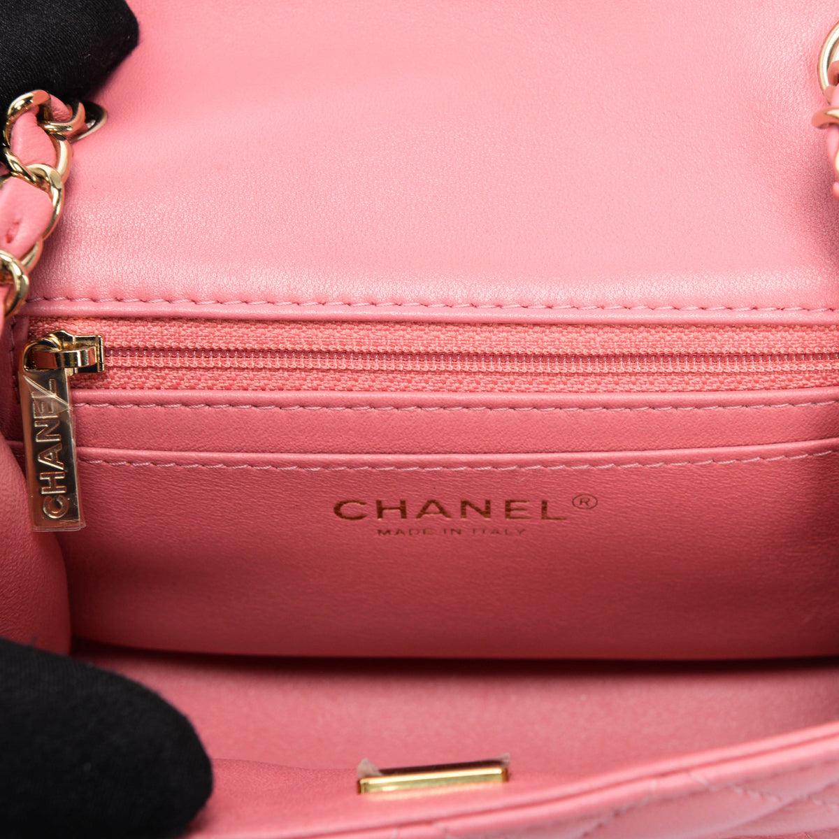 Chanel Pink Quilted Lambskin Mini Square Classic Flap Bag