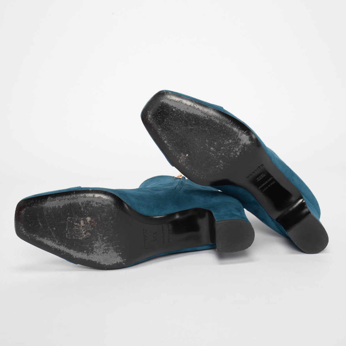 Hermes Teal Suede Lexie Ankle Boots 38.5