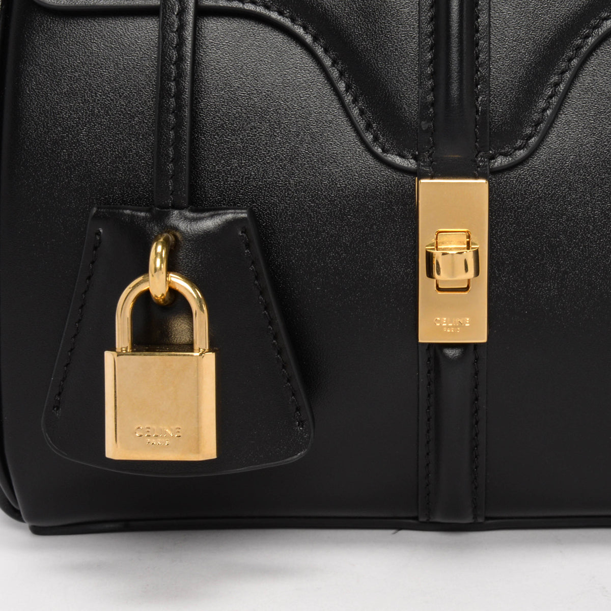 Celine Black Satinated Calfskin Mini 16 Bag