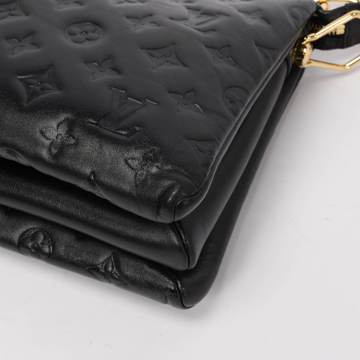 Louis Vuitton Black Monogram Embossed Lambskin Coussin PM Bag