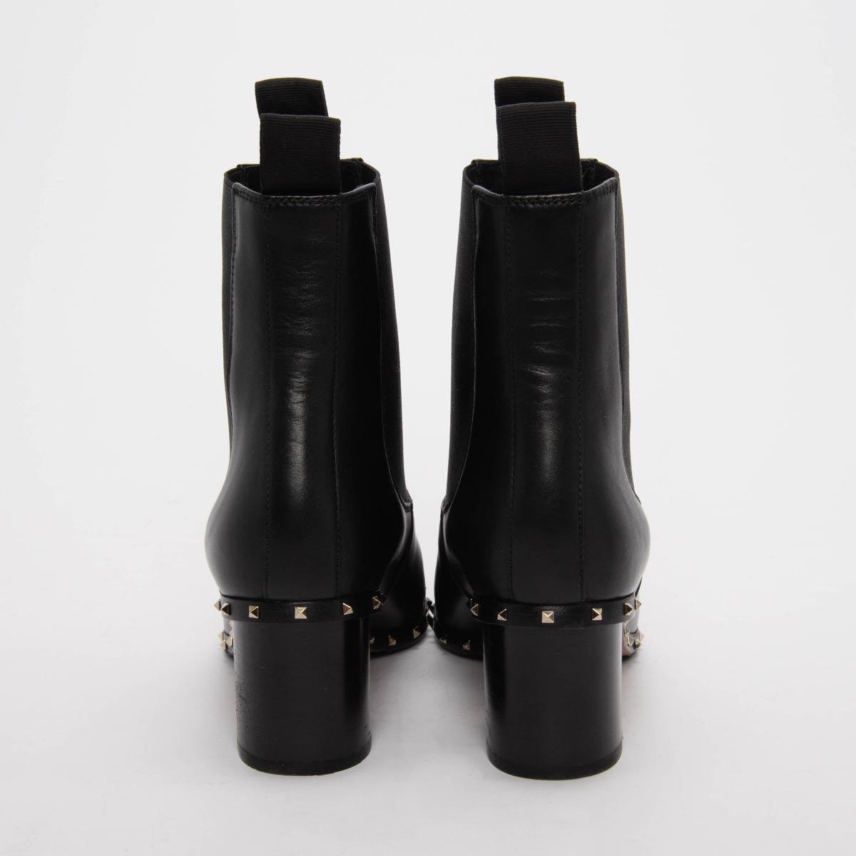 Valentino Black Calfskin Rockstud Beatle Boots 37.5