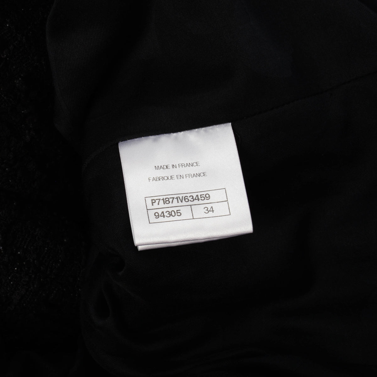 Chanel Black Fantasy Tweed D.B. Jacket FR 34