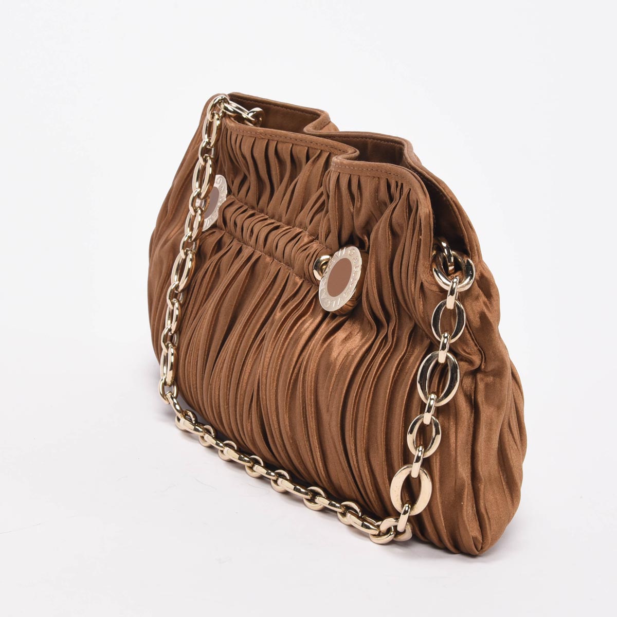 Bulgari Bronze Satin Plisse Clutch
