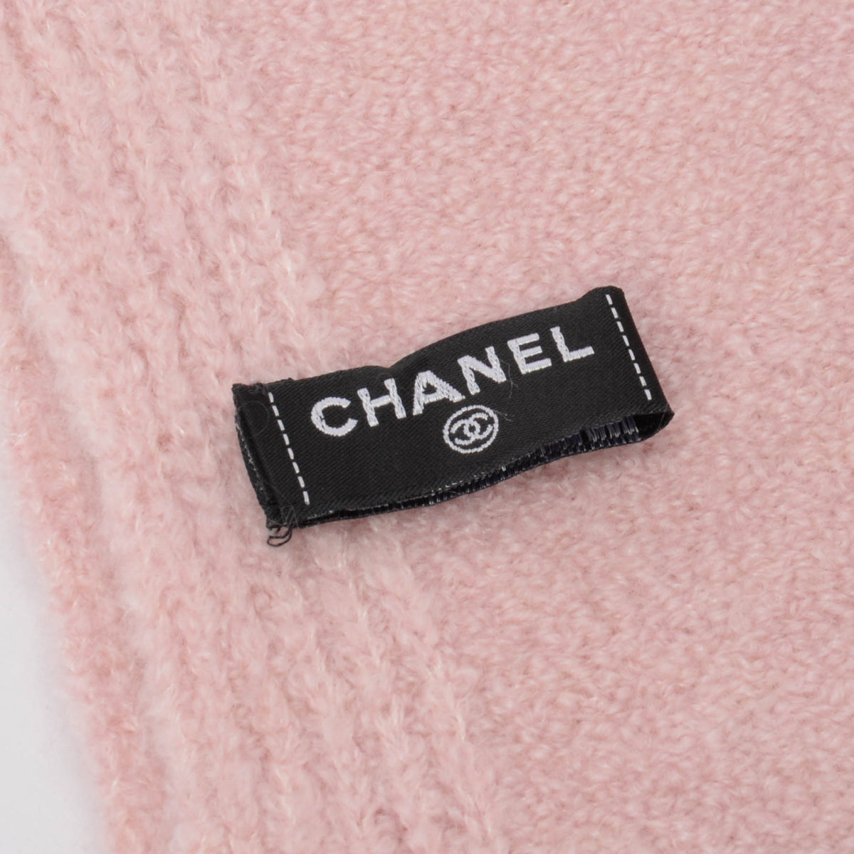 Chanel Pink & Black Cashmere Knit CC Scarf