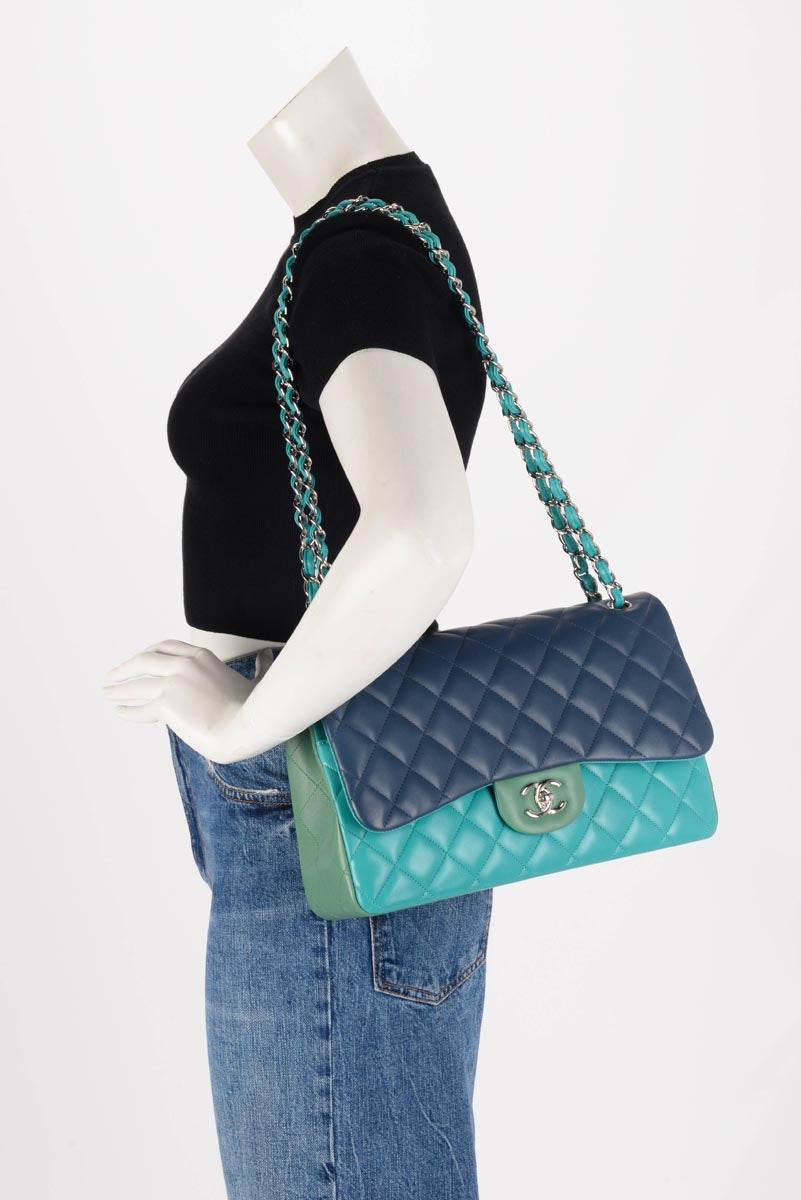 Chanel Tri-Colour Lambskin Jumbo Double Flap Bag