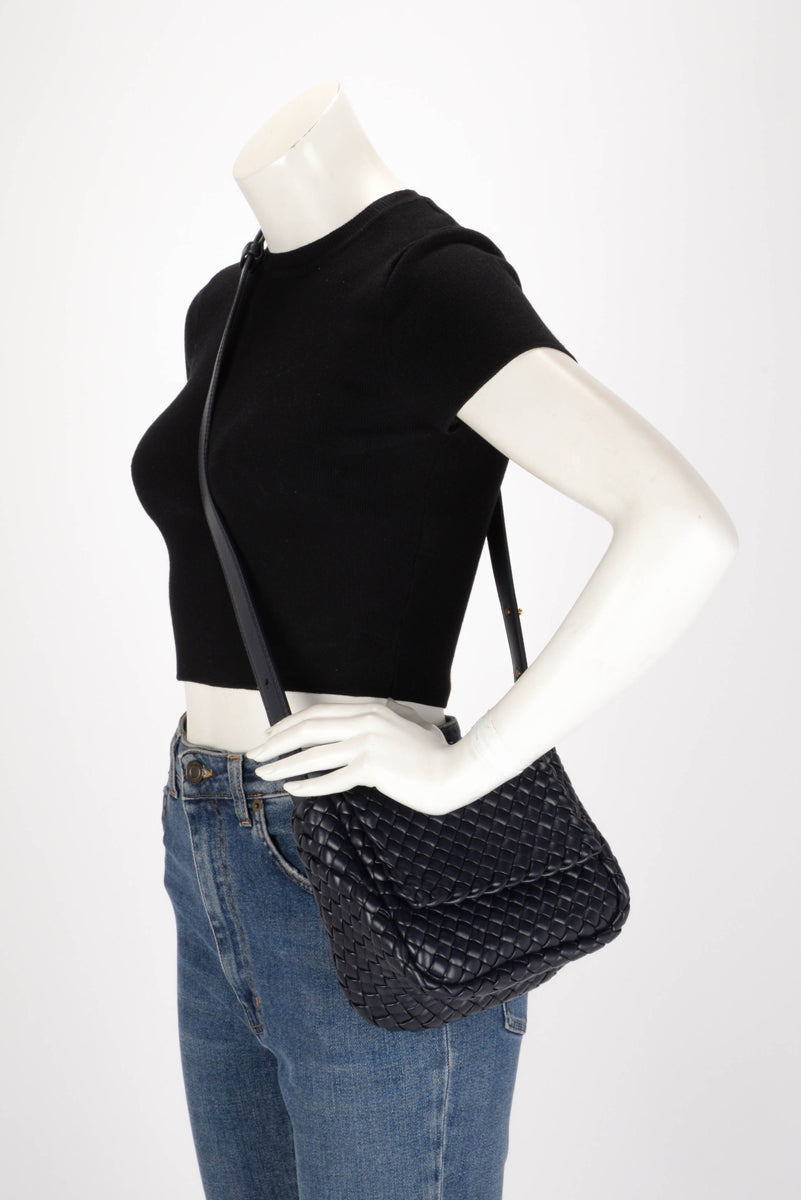 Bottega Veneta Navy Intrecciato Small Cobble Bag