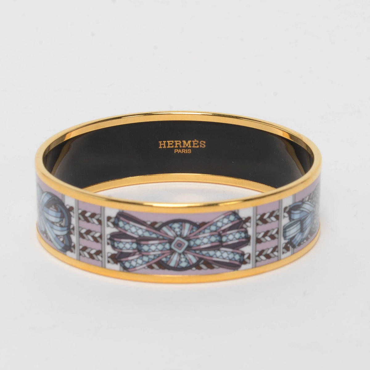 Hermes Pink Enamel Rubans de Cheval Bangle GHW