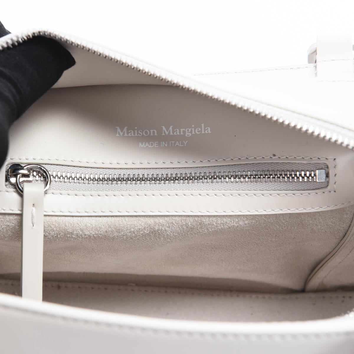 Margiela Greige Grained Calfskin Snatched Tote Bag