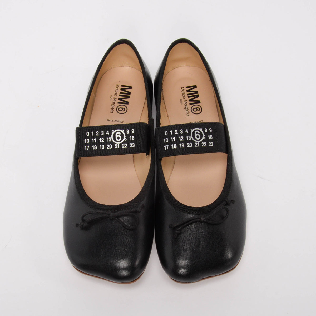 Maison Margiela MM6 Black Leather Anatomic Flats 39