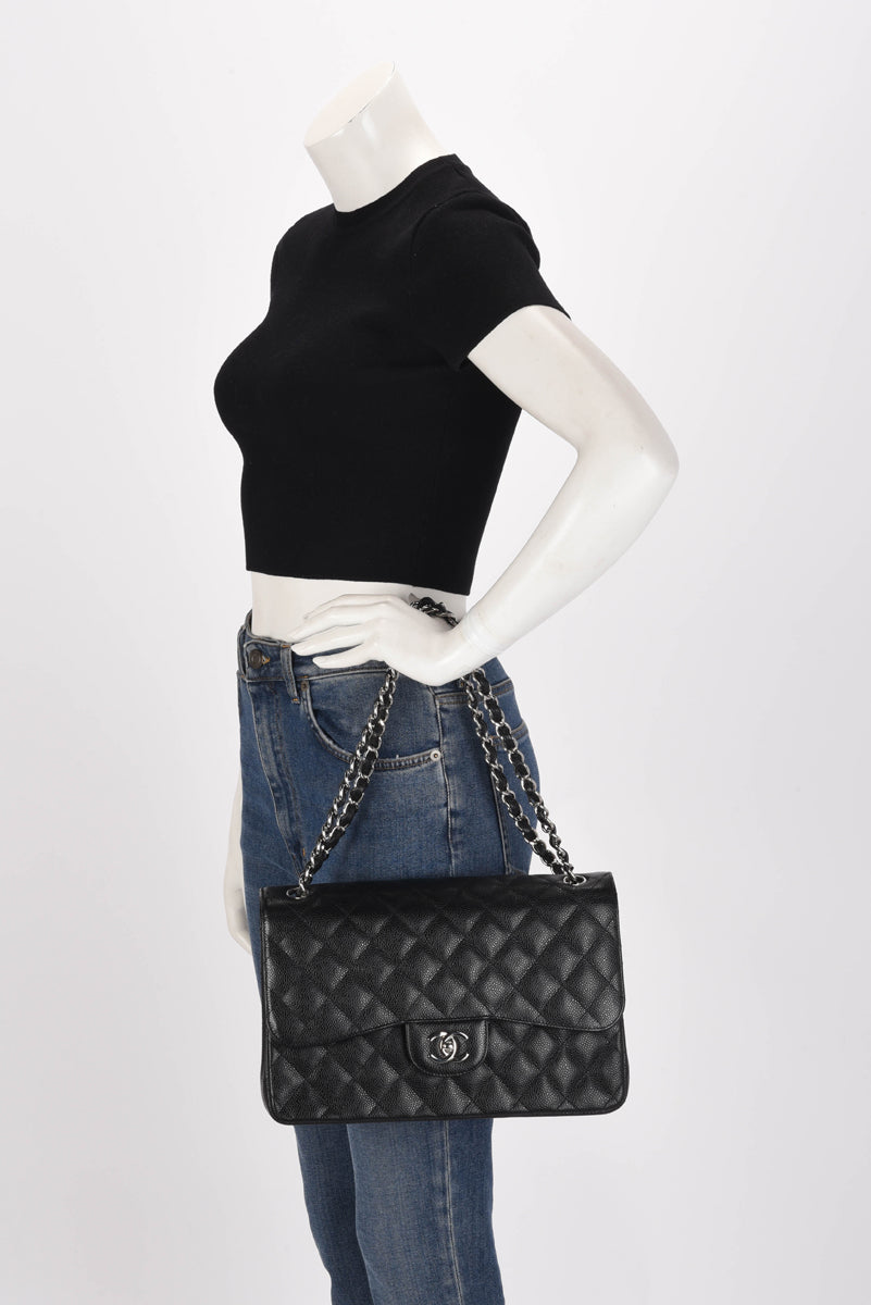 Chanel Black Quilted Caviar Large Classic Flap Bag