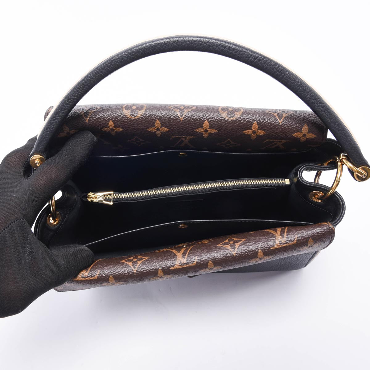 Louis Vuitton Black & Monogram Grained Calfskin Double V Bag