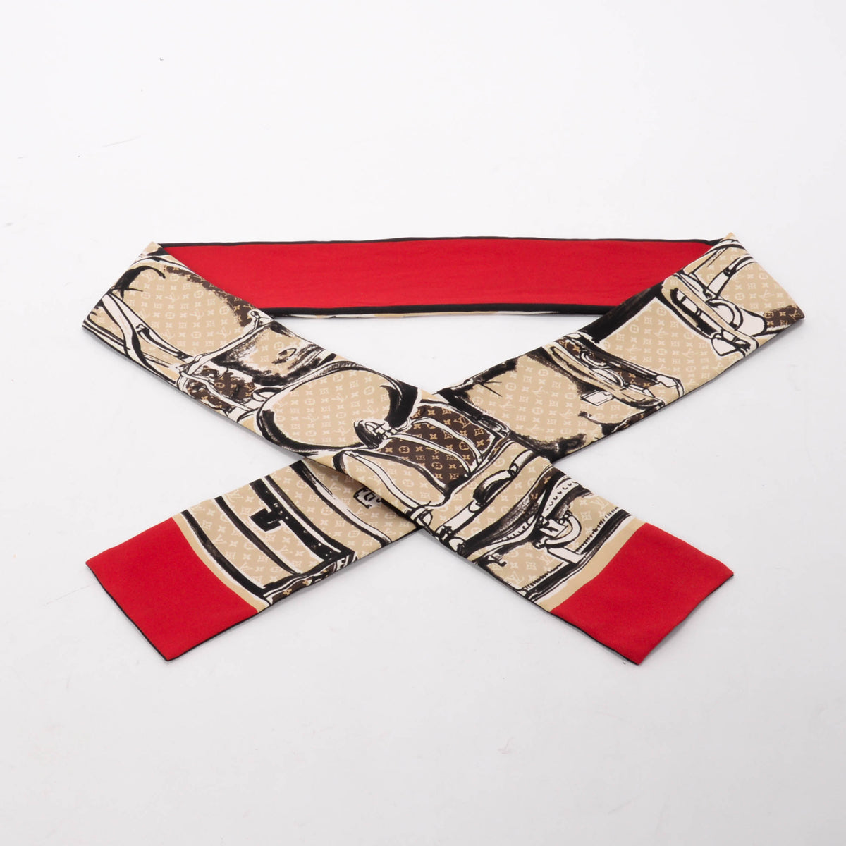 Louis Vuitton Beige & Red Silk Trunks Bandeau