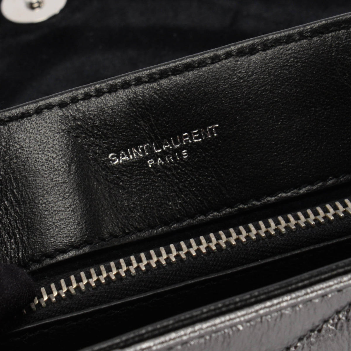 Saint Laurent Silver Metallic Chevron Small Lou Lou Bag