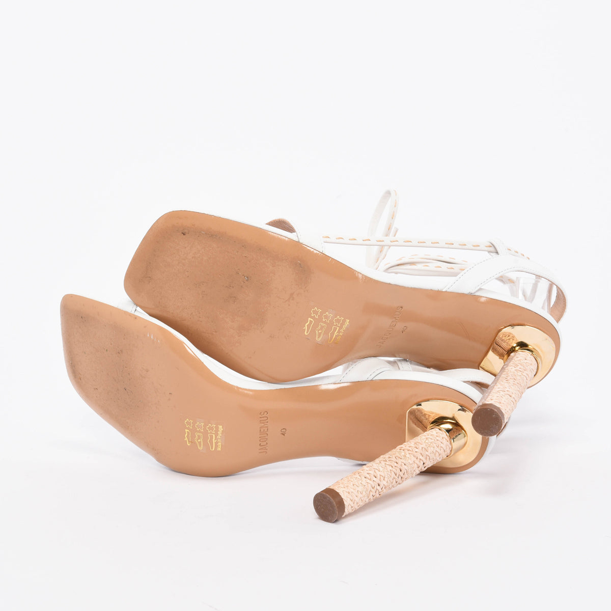 Jacquemus White Leather Bergamo Lace-Up Sandals 40