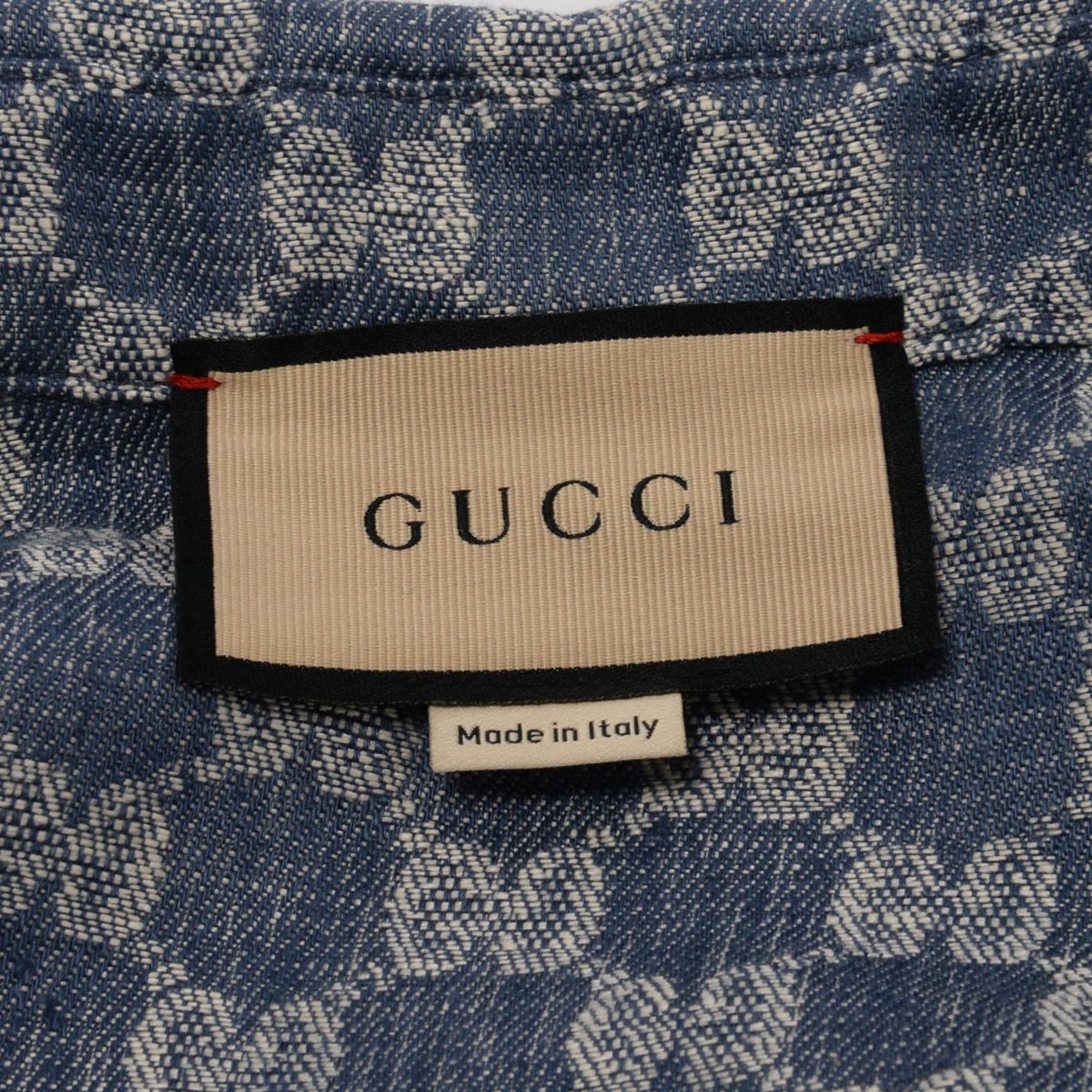 Gucci Blue Linen Jacquard GG Shirt IT 40