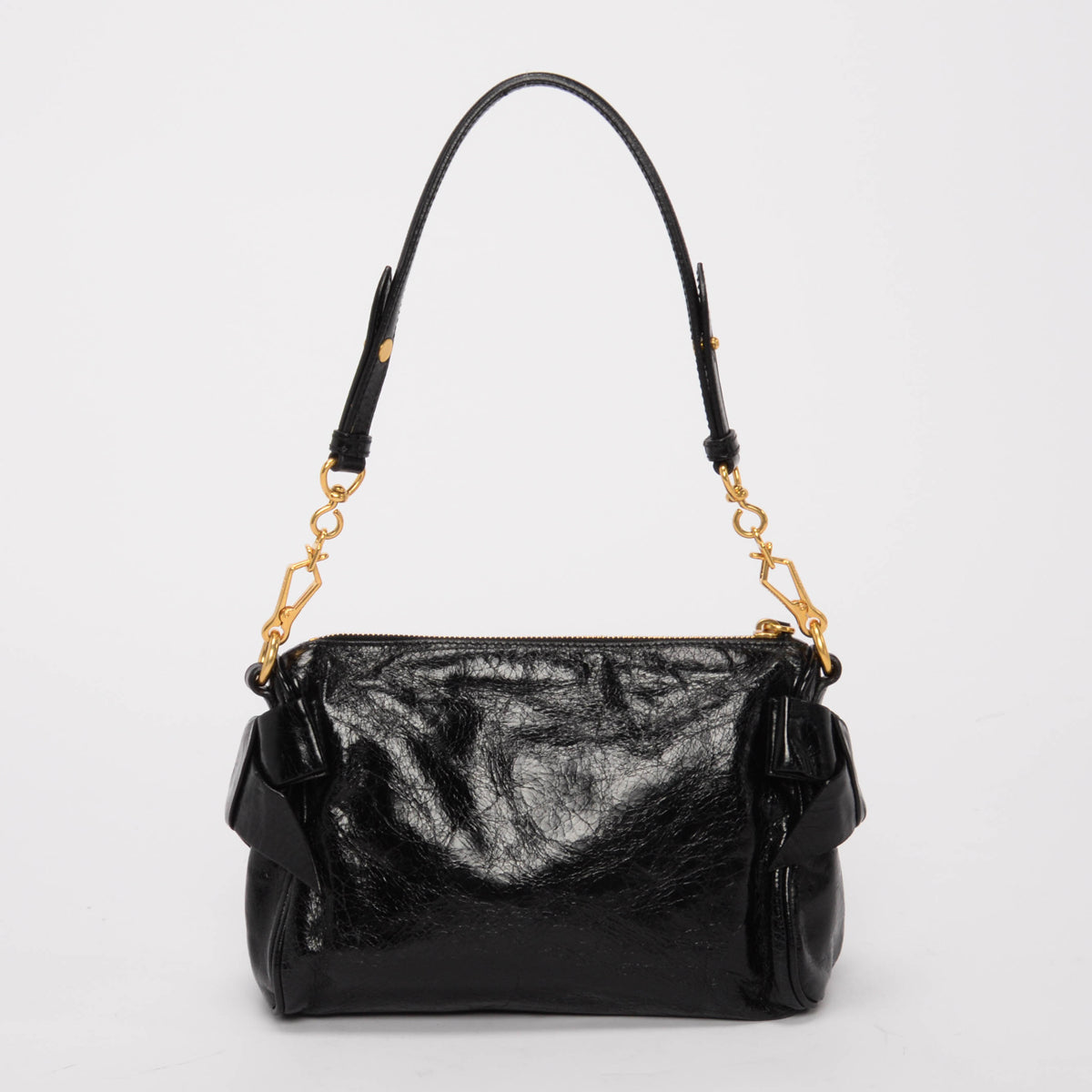 Miu Miu Black Vitello Lux Bow Mini Bag