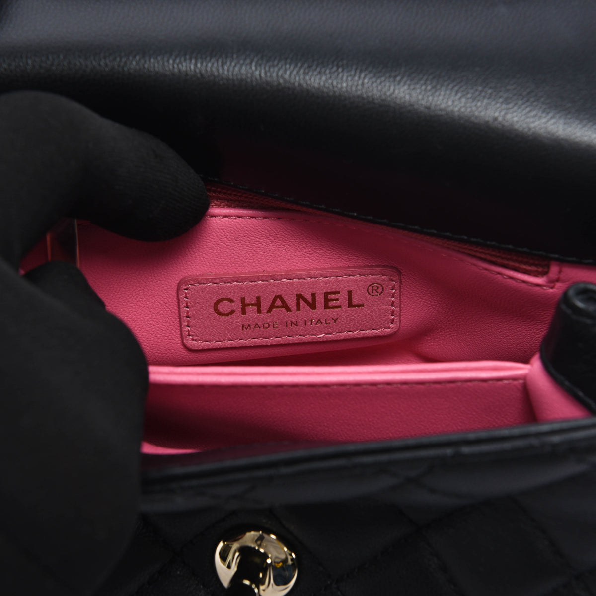 Chanel Black Goatskin Rainbow Extra Mini Coco Handle Bag
