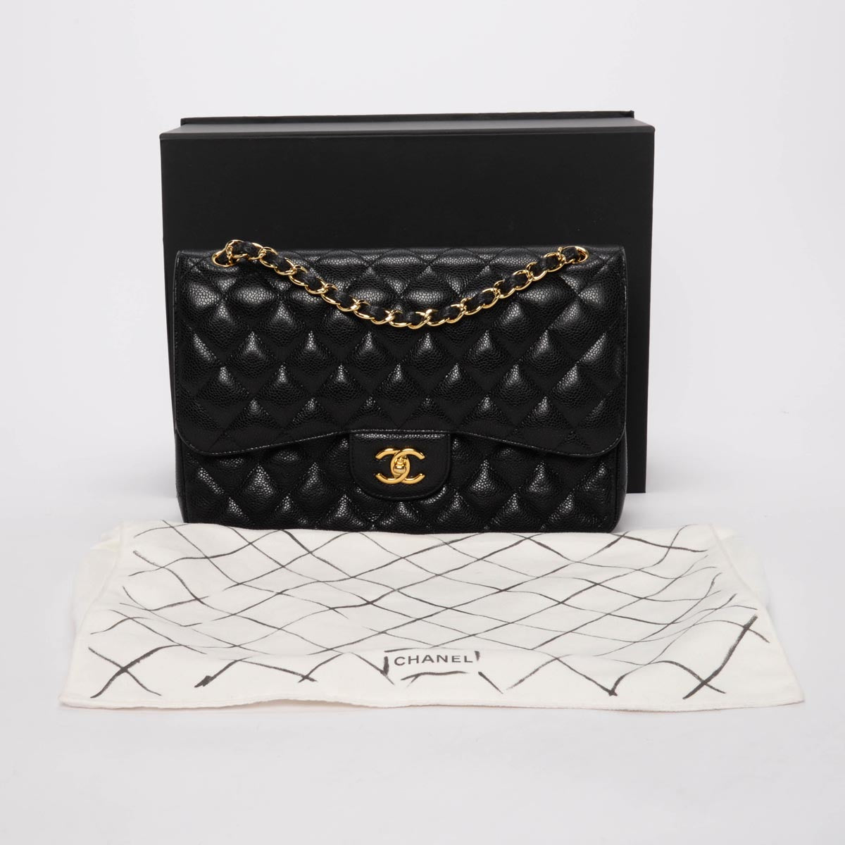 Chanel Black Quilted Caviar Large Classic Flap Bag