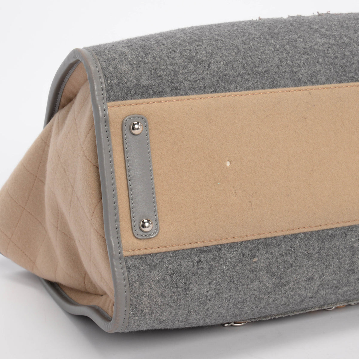 Chanel Grey & Beige Wool Felt Large Deauville Tote