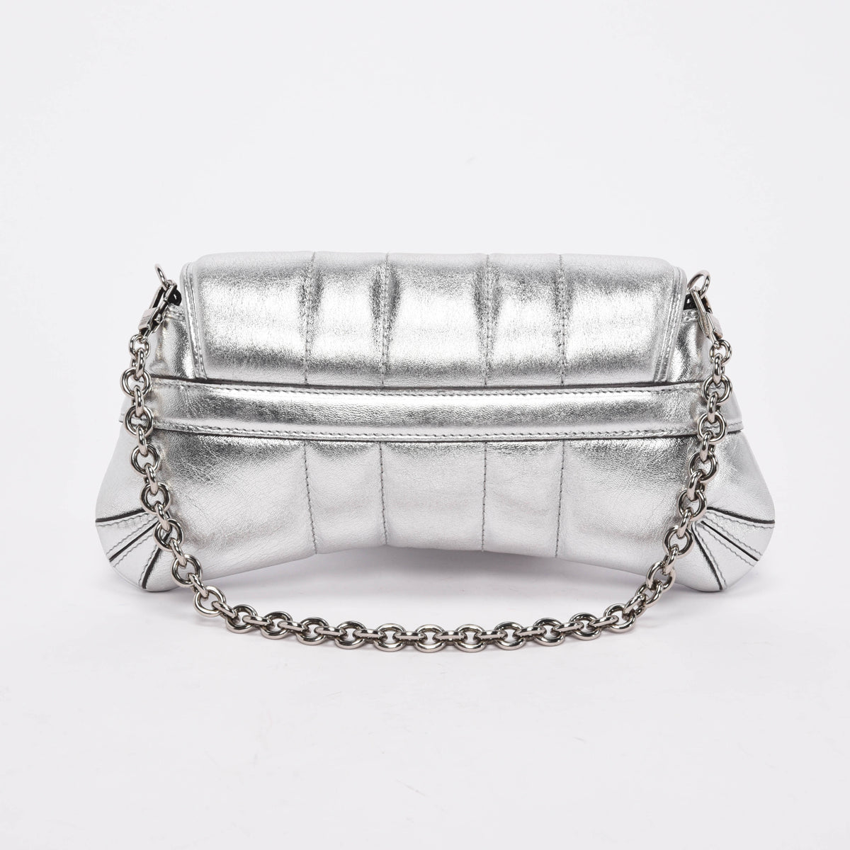 Gucci Silver Matelasse Small Horsebit Chain Bag