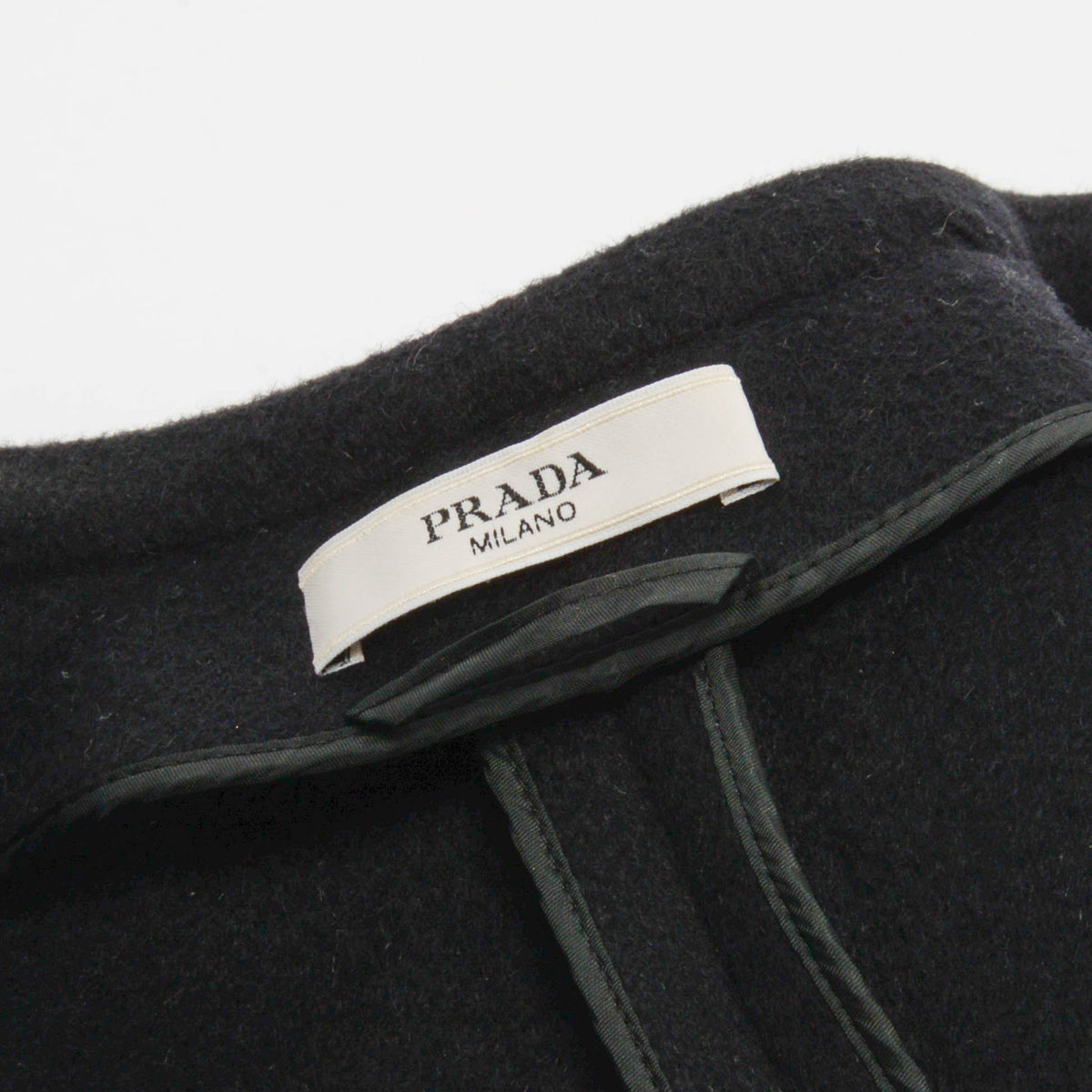 Prada Black Wool Melton Collarless Jacket IT 40