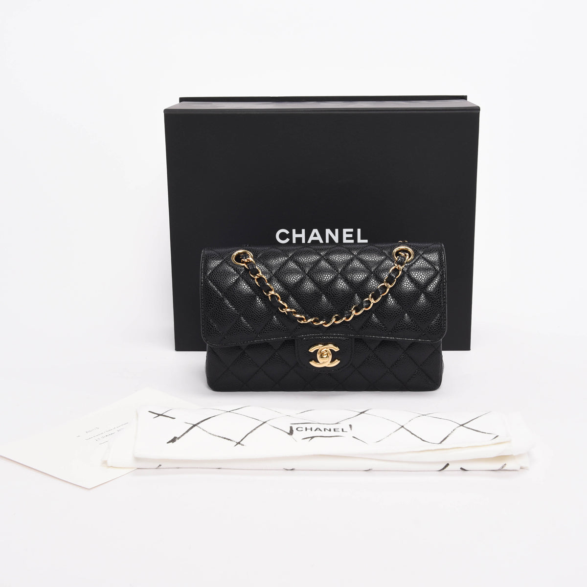 Chanel Black Quilted Caviar Small Classic Flap Bag