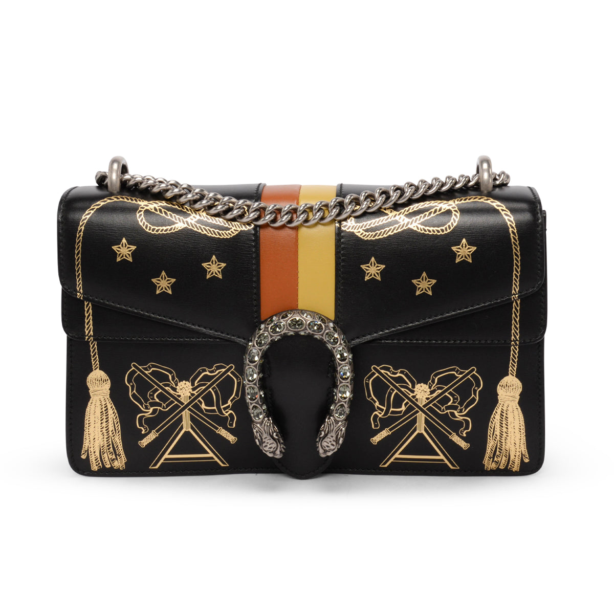 Gucci Black Calfskin Star Tassel Print Small Dionysus Bag