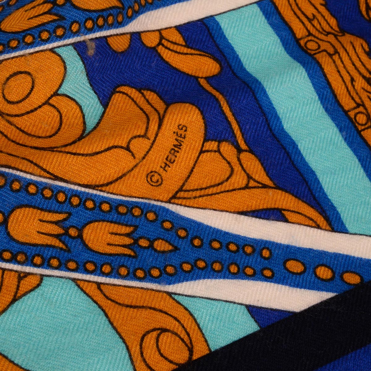 Hermes Blue Cashmere & Silk Balade en Berline Shawl