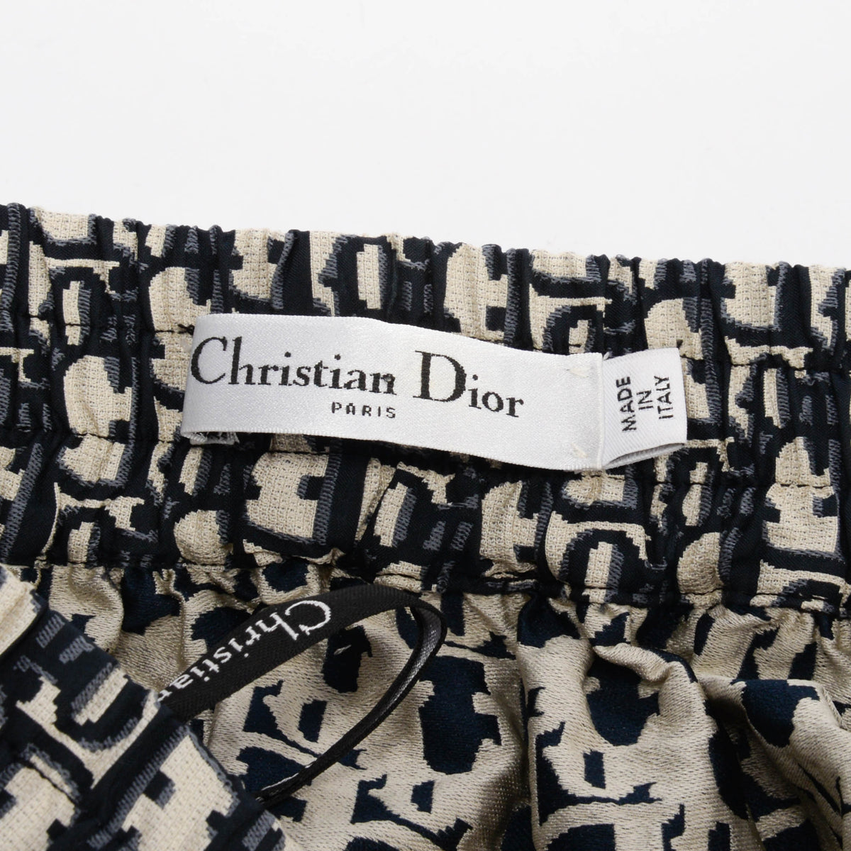 Dior Navy Technical Taffeta Oblique Logo Stripe Skirt FR 40