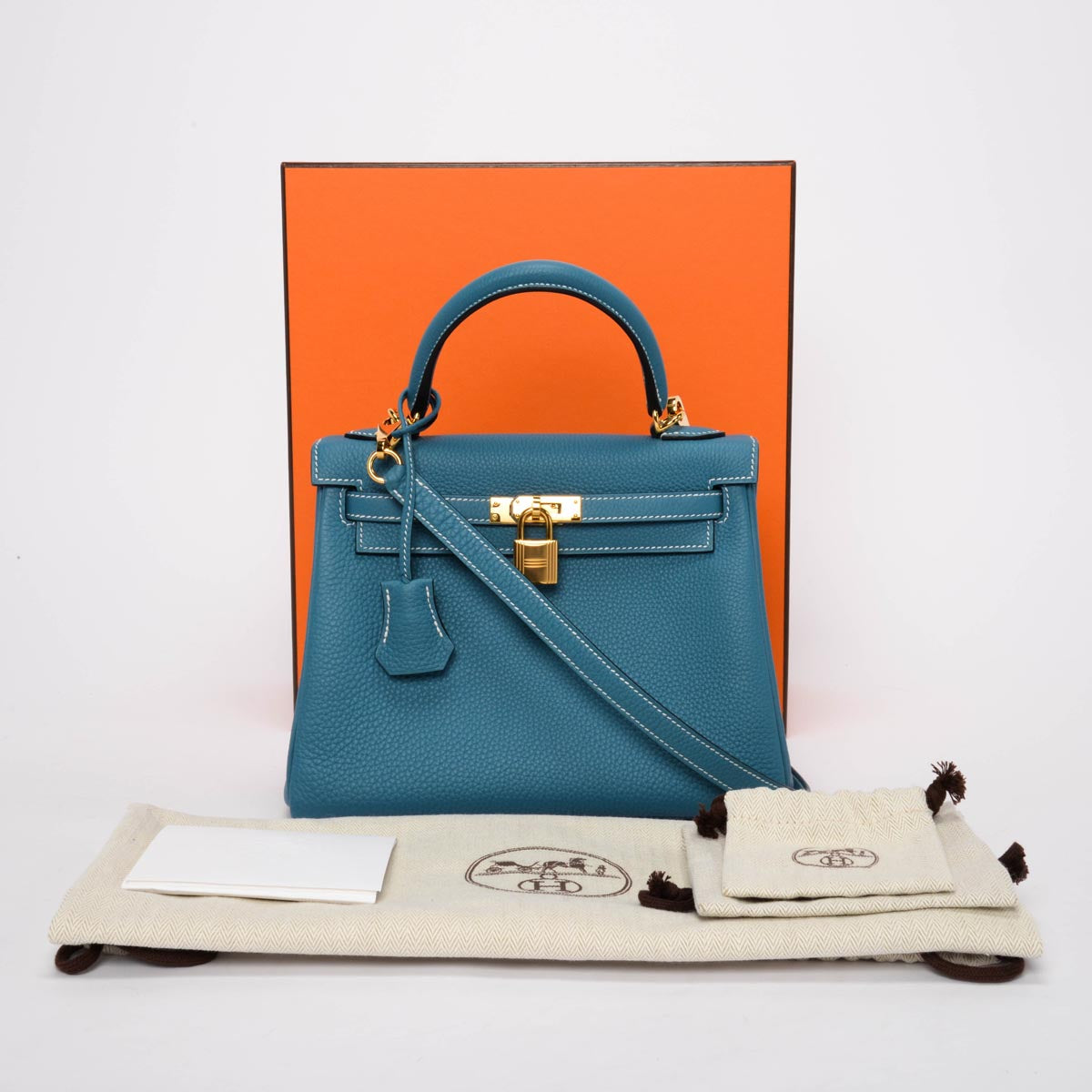Hermes New Bleu Jean Togo Kelly 25 GHW