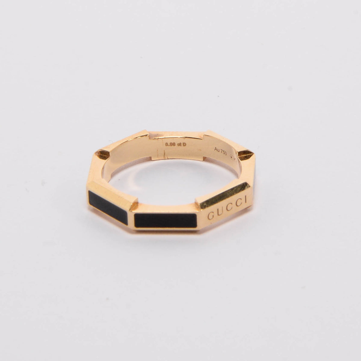 Gucci Black Enamel & Gold Link To Love Diamond Ring