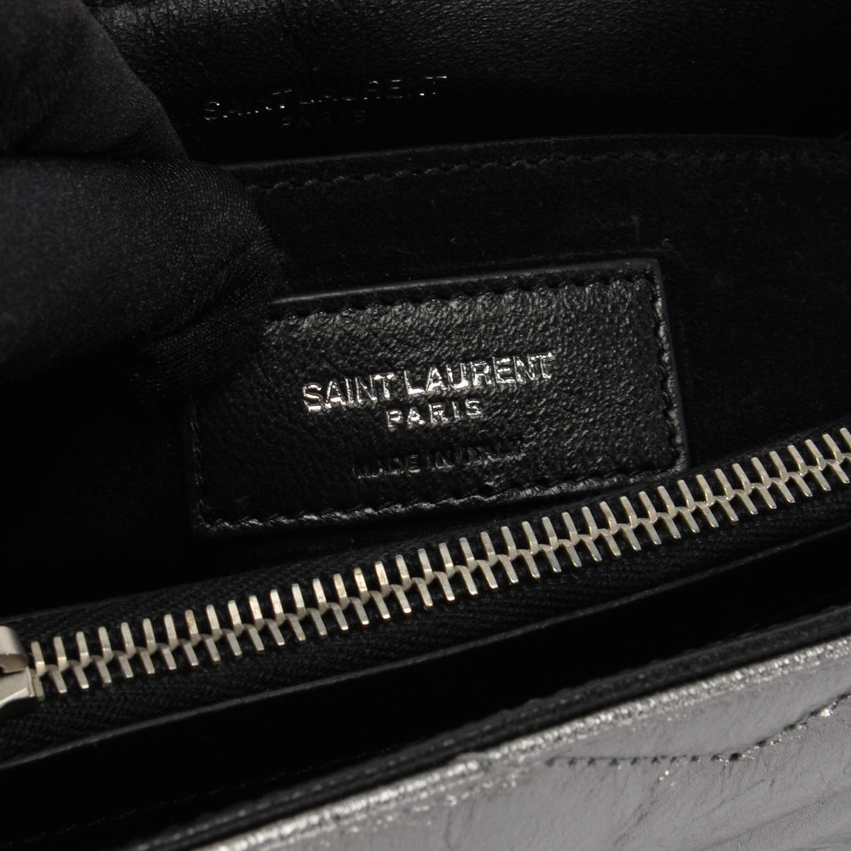 Saint Laurent Silver Metallic Chevron Small Lou Lou Bag